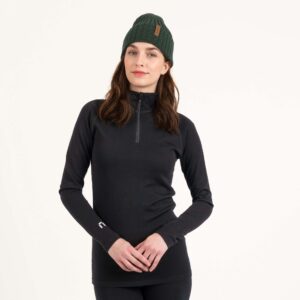 Sensitive 225 Naisten Aluskerroksen Merino Vetoketjupoolo - Musta