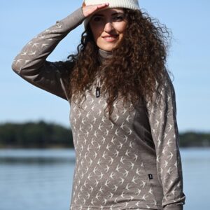 Svala Women's Merino Design Pääsky Zip Neck naisten merinovilla-aluspaita